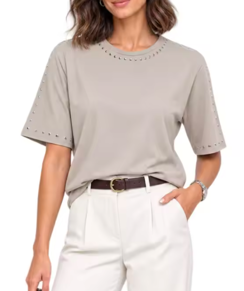 CAMISETA ONLY TACHAS BEIGE